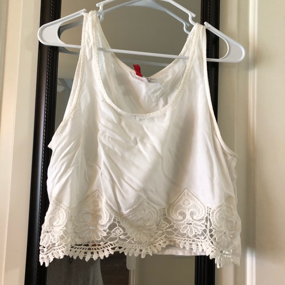 White Lace Crop Top